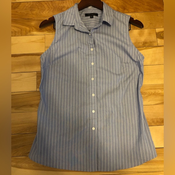 Banana Republic Riley Tailored Pinstripe Sleeveless Blue shirt - Picture 6 of 8